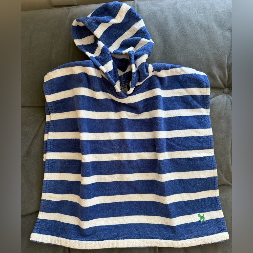 Boden, Blue and White Striped Hooded Swim/Pool Poncho. Terrycloth. Size 2-5